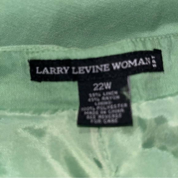 Larry Levine Woman Plus 22W Green Linen Cropped Wide Leg Pants Bows Resort - Picture 6 of 6